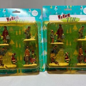 2 sets Vintage Santa's Workbench Black Family Holiday  Figurines
